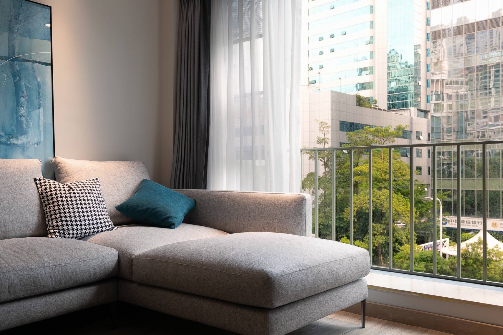 現代簡歐風格家裝設計室內裝修效果圖-客廳落地窗 現代簡歐風格家裝設計室內裝修效果圖-客廳落地窗