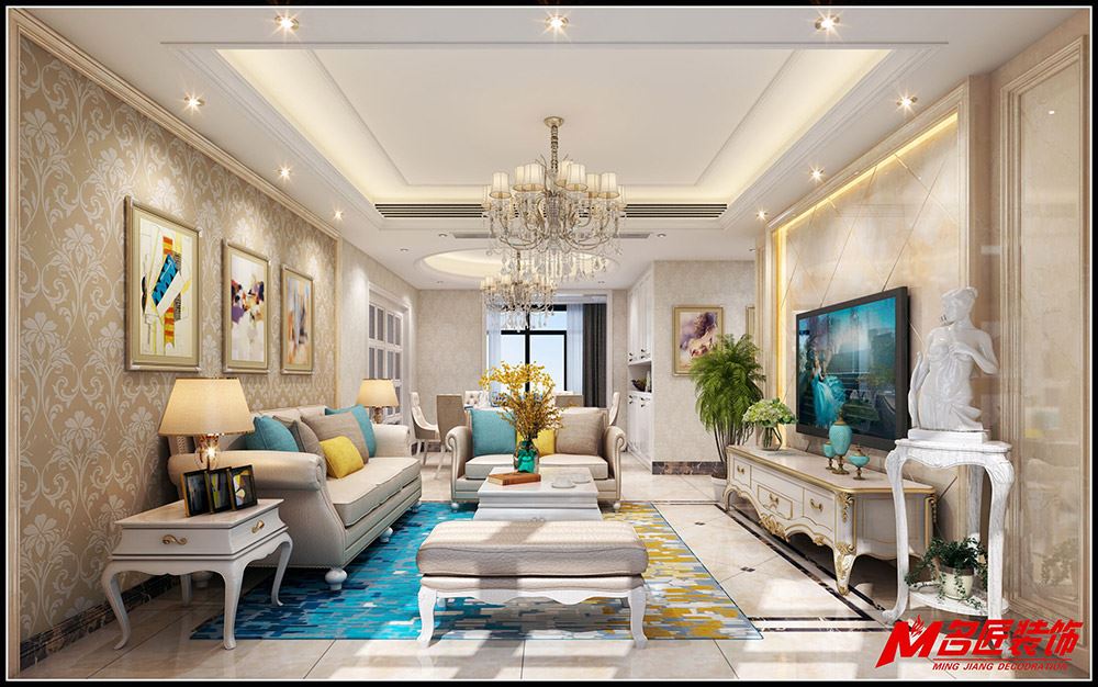 茂名市保利中環歐式風格三居室裝修案例