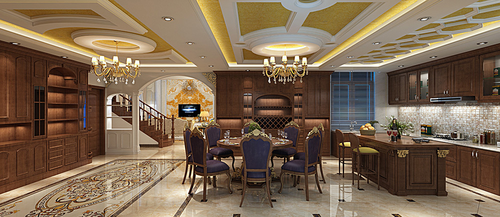 歐式風格別墅裝修設(shè)計效果圖-萬科水晶城別墅425平米-別墅裝修設(shè)計廚餐廳 歐式風格別墅裝修設(shè)計效果圖-萬科水晶城別墅425平米-別墅裝修設(shè)計廚餐廳