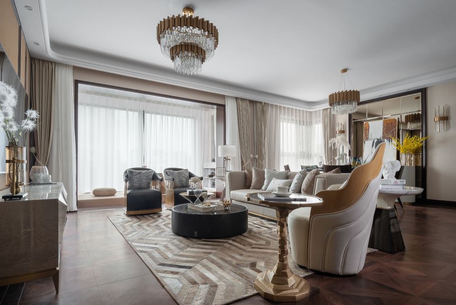 江門市東富花園輕奢風格三居室裝修案例