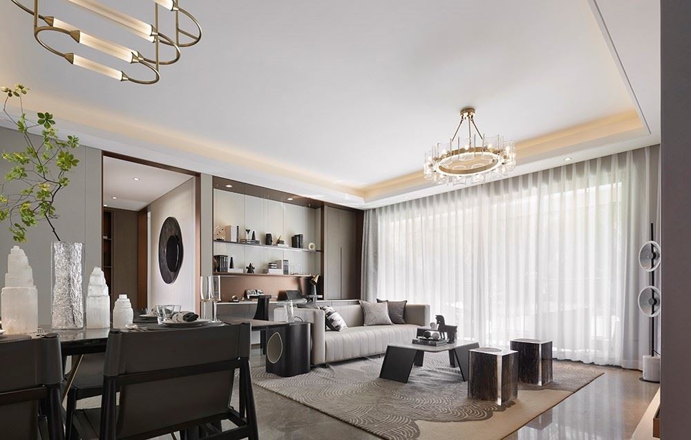 江門市珠江國際新城輕奢風格三居室裝修案例