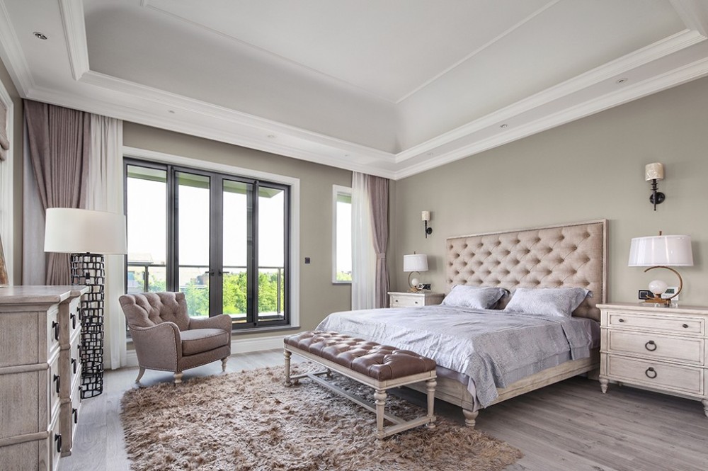 現代美式風格別墅家裝案例效果圖-主臥 現代美式風格別墅家裝案例效果圖-主臥