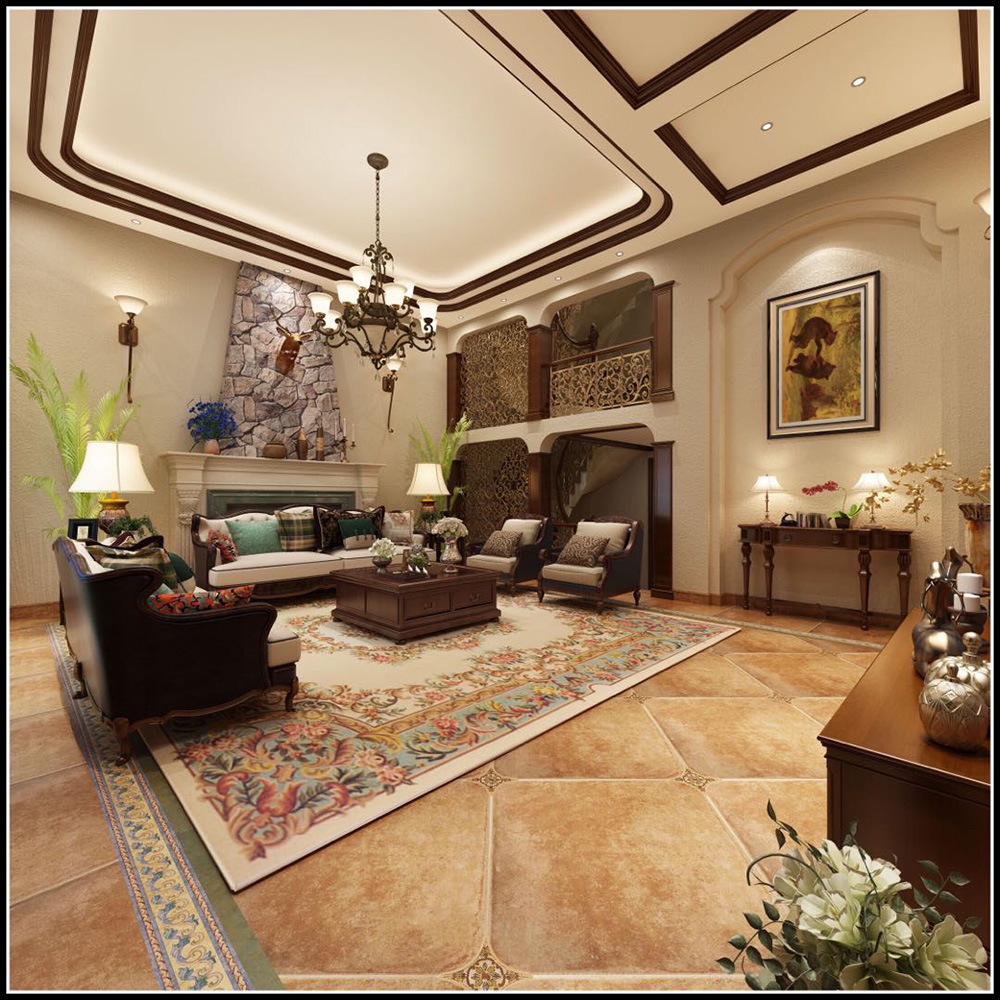 裝修公司美式古典風格別墅裝修效果圖-客廳 裝修公司美式古典風格別墅裝修效果圖-客廳