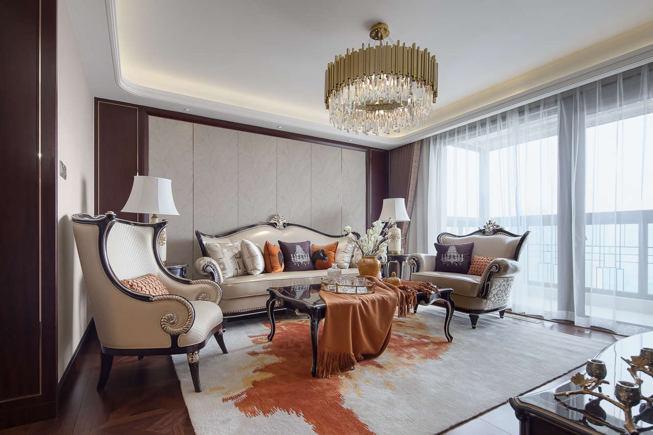 裝修案例歐式輕奢風格室內(nèi)裝修效果圖-客廳 裝修案例歐式輕奢風格室內(nèi)裝修效果圖-客廳