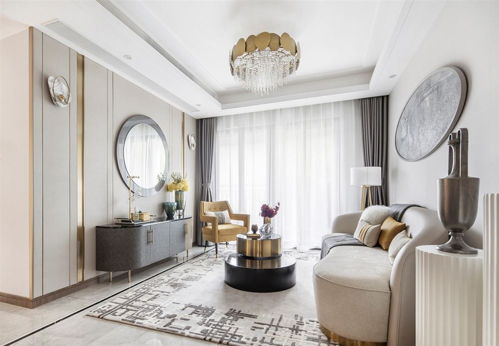 江門市新會玉圭園輕奢風格三居室裝修案例