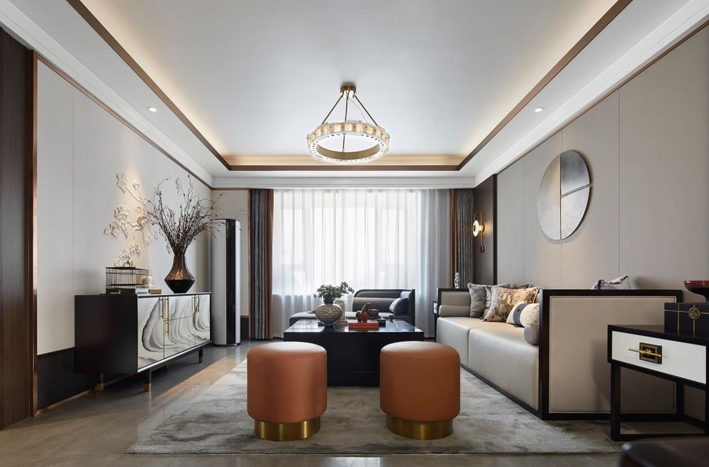 江門市方直瓏湖灣新中式風(fēng)格四居室裝修案例