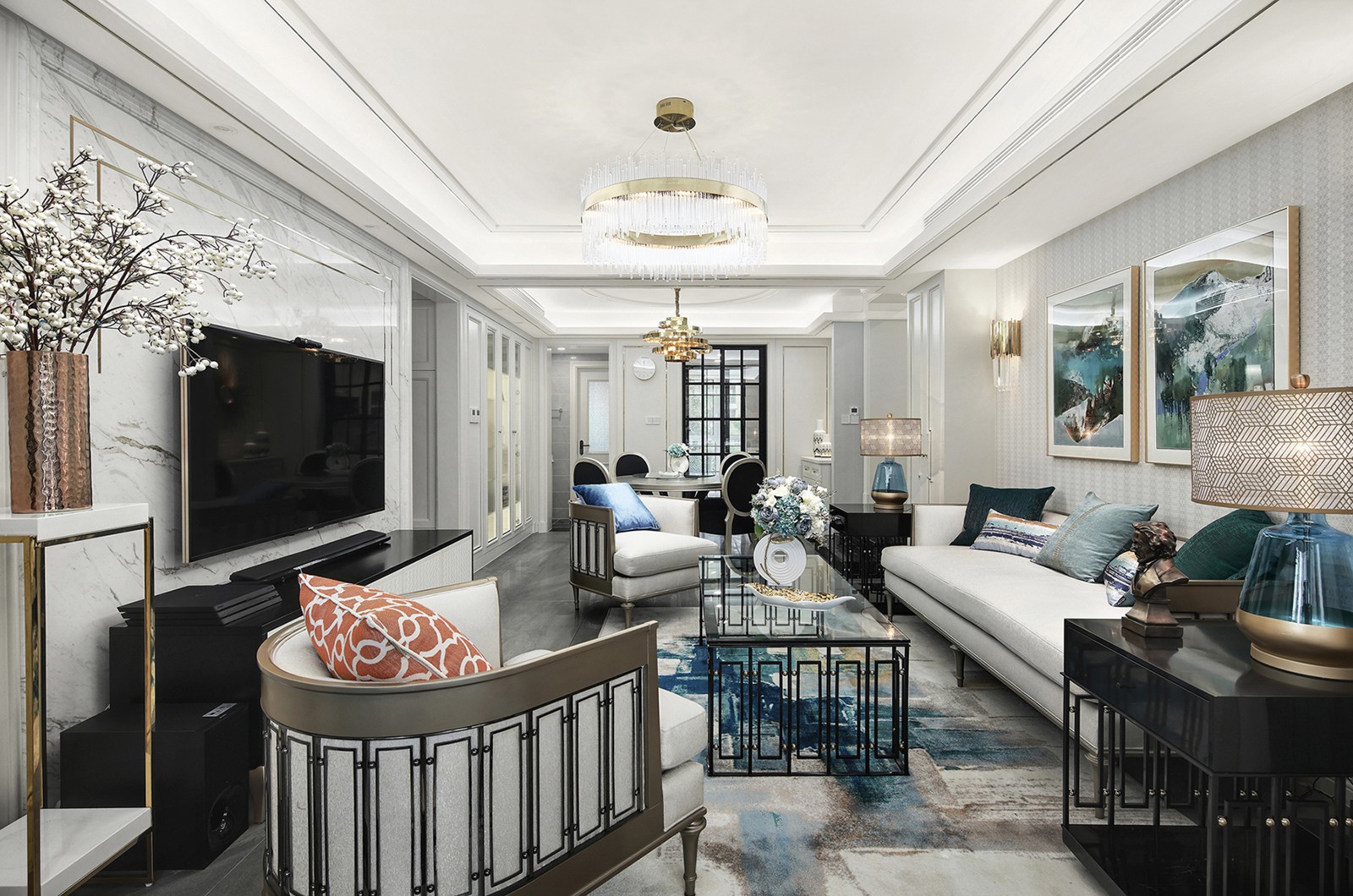 裝修案例美式輕奢風格室內裝修效果圖-客廳 裝修案例美式輕奢風格室內裝修效果圖-客廳