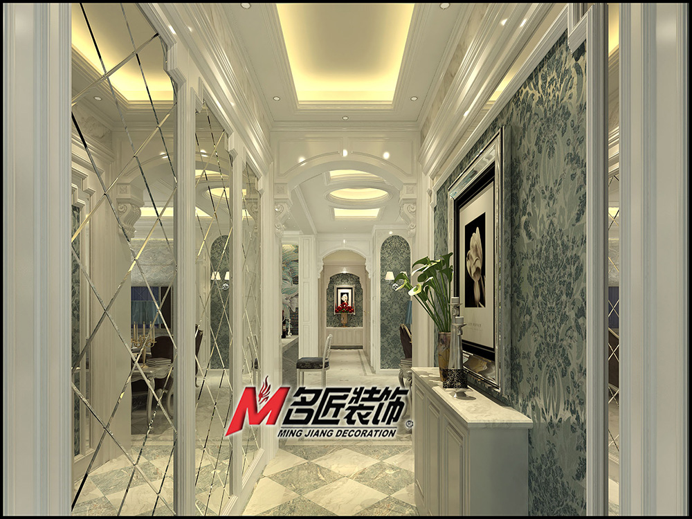 簡歐風格室內裝修效果圖-時代水岸三居111平米-室內走廊裝修設計 簡歐風格室內裝修效果圖-時代水岸三居111平米-室內走廊裝修設計