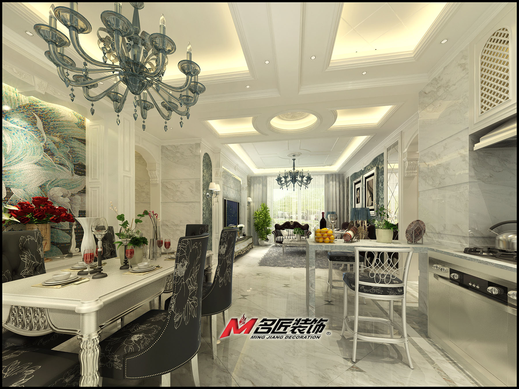 佛山市綠城桂語映月歐式風格三居室裝修案例