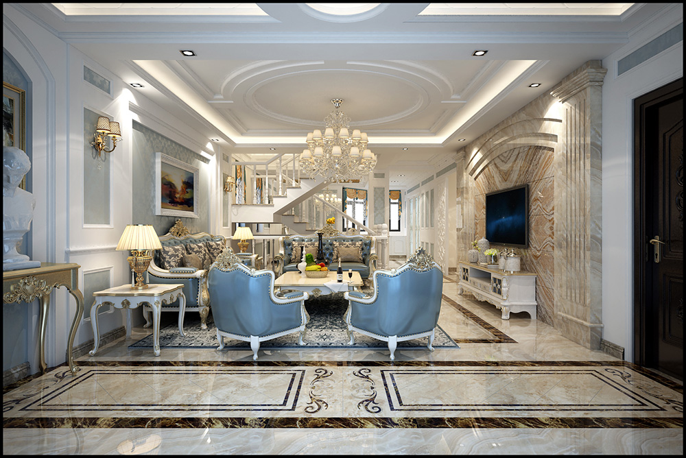 裝修公司歐式古典風格復式裝修效果圖-客廳 裝修公司歐式古典風格復式裝修效果圖-客廳