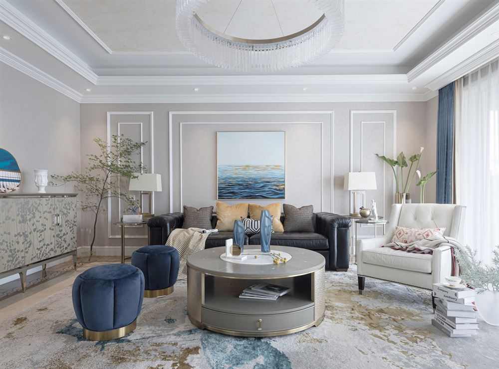 自貢市德居蜀南甲第輕奢風格四居室裝修案例