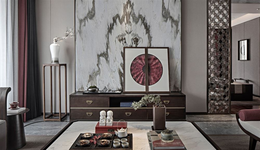 昭通市濟川門財富中心新中式風格四居室裝修案例