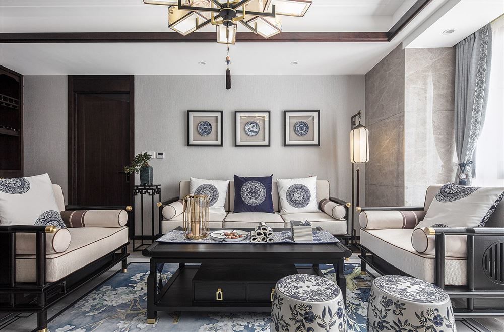 廣州市云溪四季新中式風格三居室裝修案例