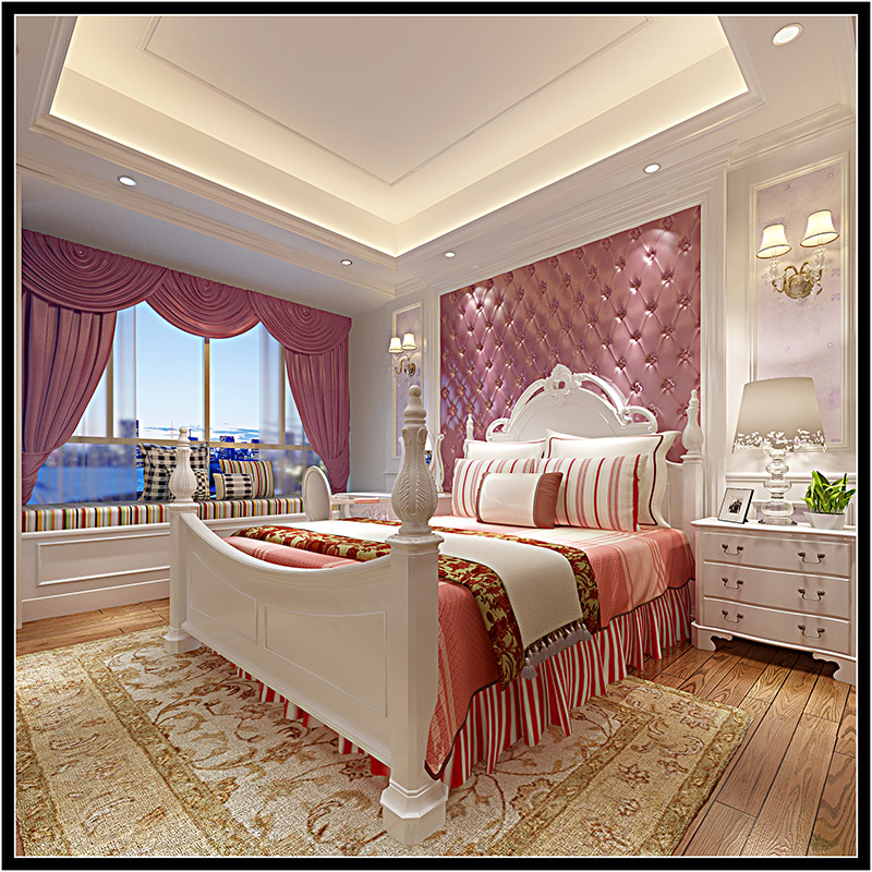 輕奢風格別墅裝修效果圖-浮洋別墅350平米-公主房 輕奢風格別墅裝修效果圖-浮洋別墅350平米-公主房