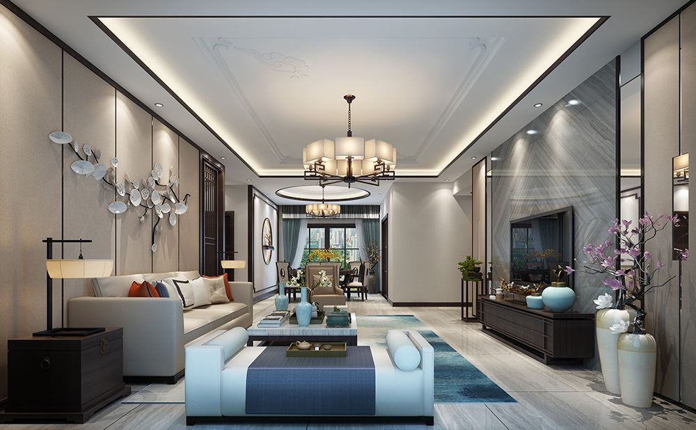 佛山市旭輝雅居樂清樾新中式風格四居室裝修案例