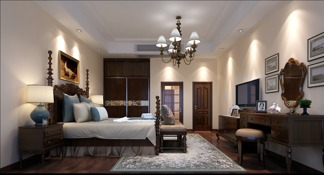 佛山裝修公司美式風格室內裝修效果圖-臥室 佛山裝修公司美式風格室內裝修效果圖-臥室