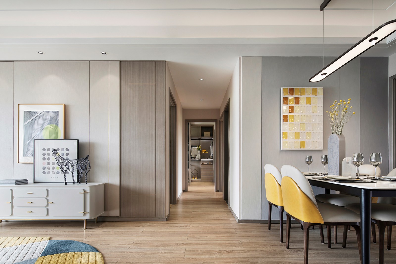 現代北歐風格室內家裝案例效果圖-客廳走廊 現代北歐風格室內家裝案例效果圖-客廳走廊