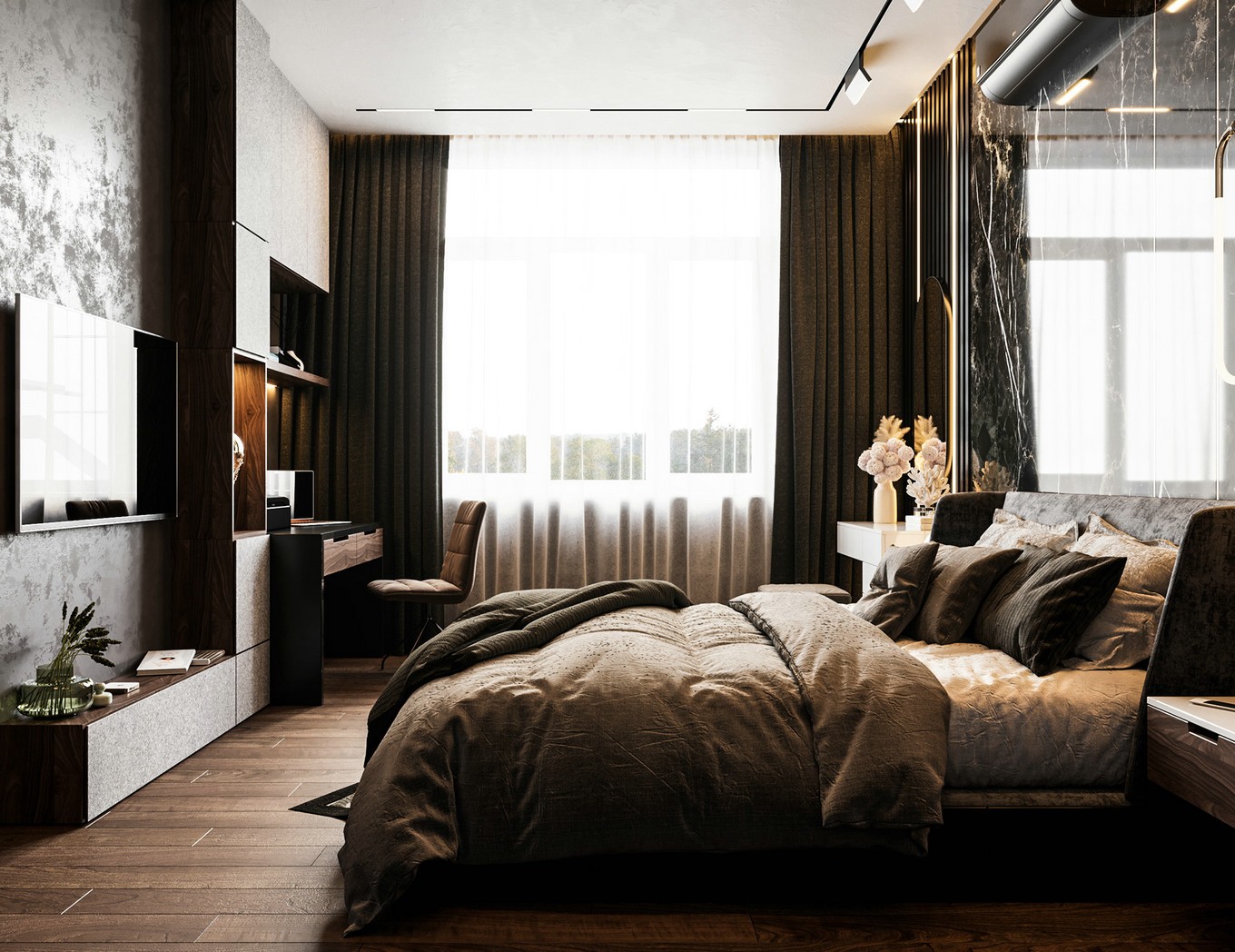 美式輕奢風格家裝設計室內裝修效果圖-臥室 美式輕奢風格家裝設計室內裝修效果圖-臥室