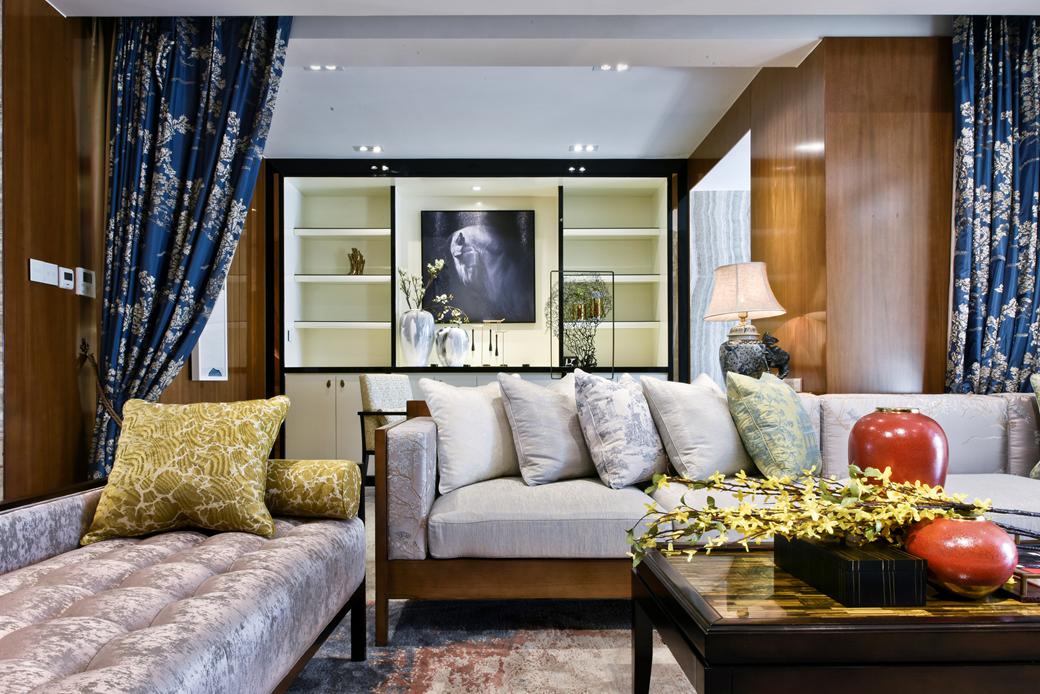 新中式風格家裝設計室內裝修效果圖-客廳沙發 新中式風格家裝設計室內裝修效果圖-客廳沙發