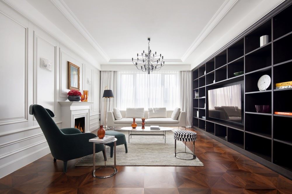 江門市幸福新村歐式風格三居室裝修案例