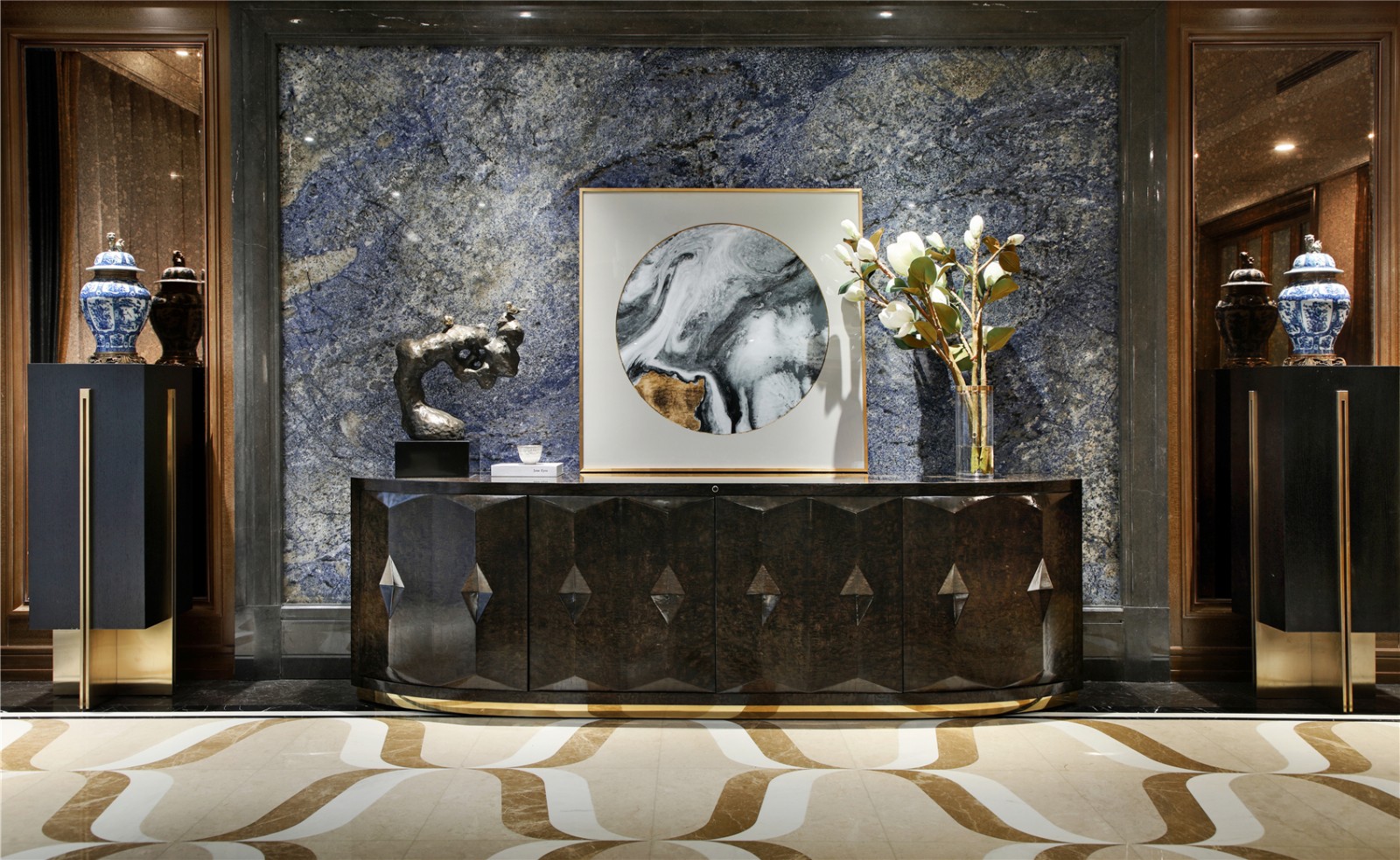 新中式風格家裝設計平層室內裝修效果圖-餐廳餐邊柜 新中式風格家裝設計平層室內裝修效果圖-餐廳餐邊柜