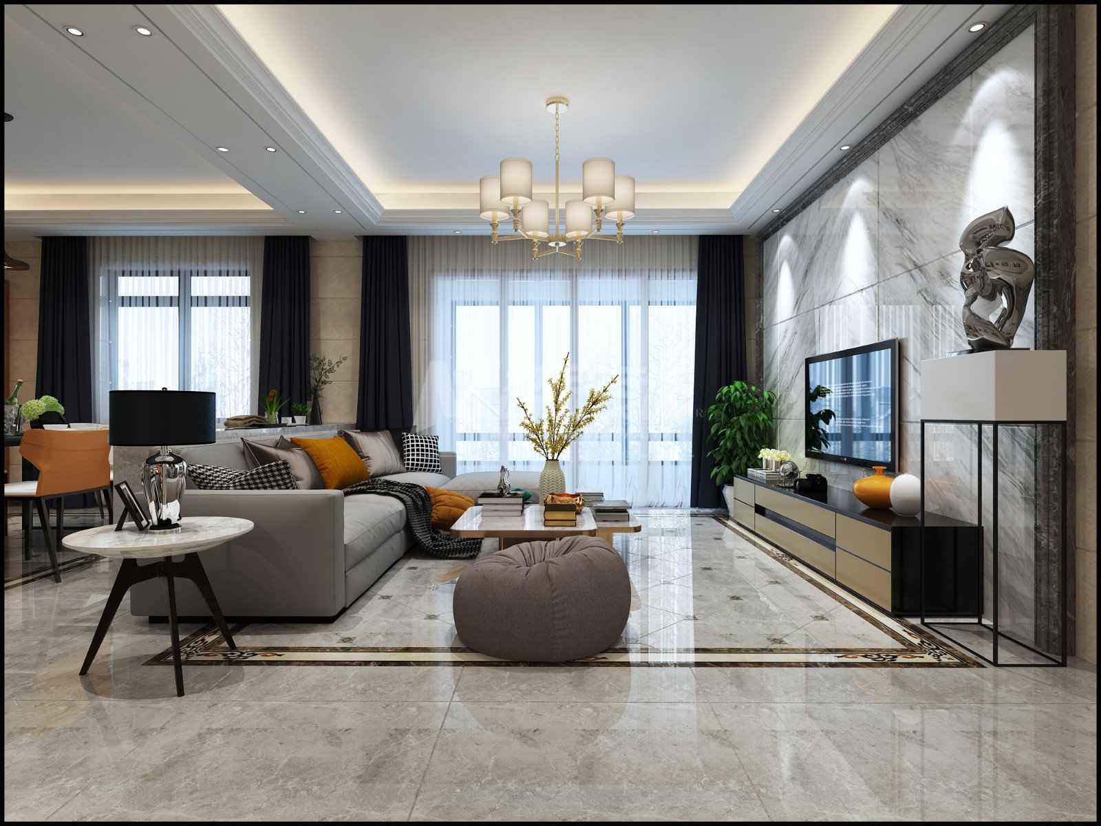 淮安市紅日金城現(xiàn)代簡約風(fēng)格三居室裝修案例