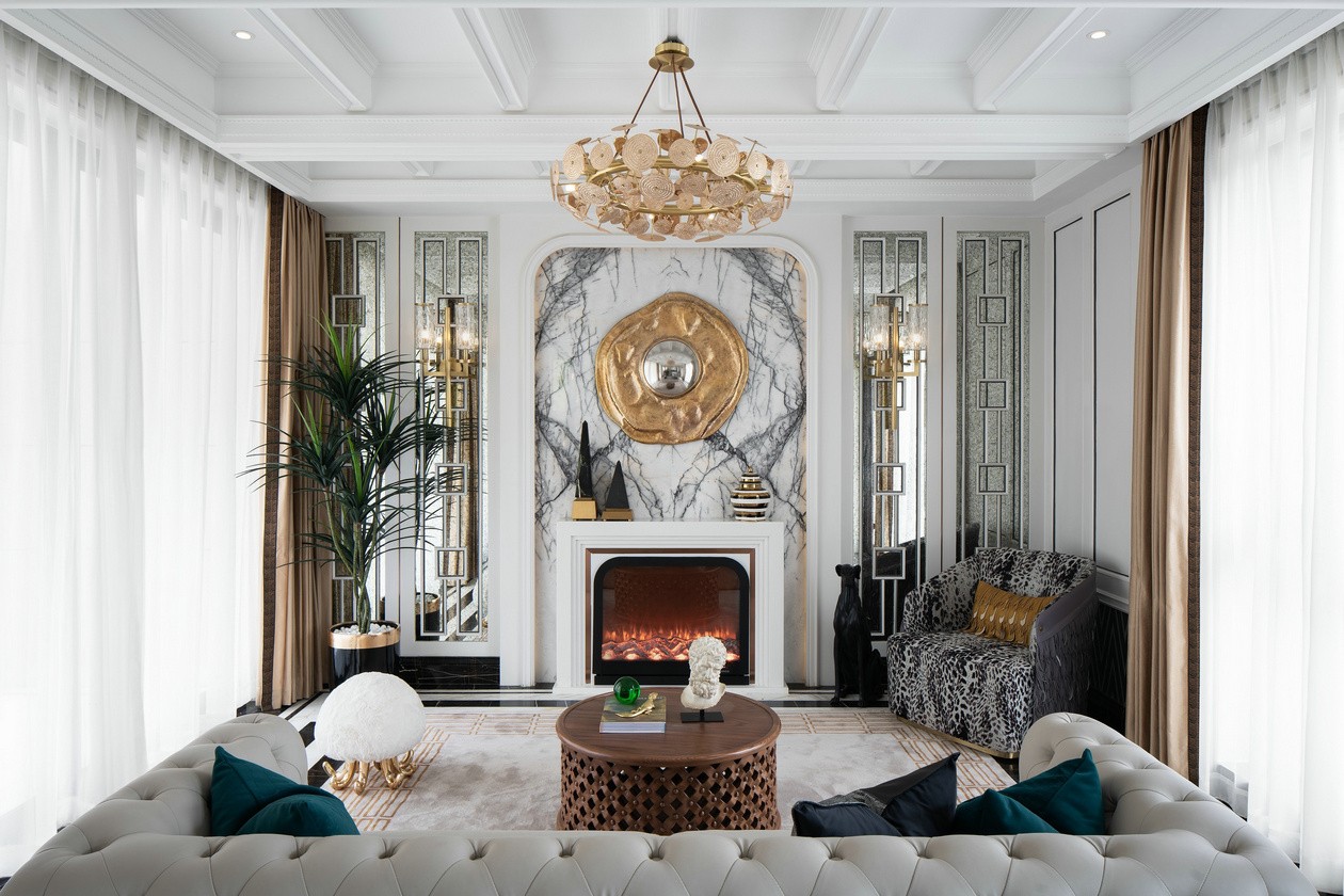 歐式輕奢風格室內家裝案例效果圖-客廳 歐式輕奢風格室內家裝案例效果圖-客廳