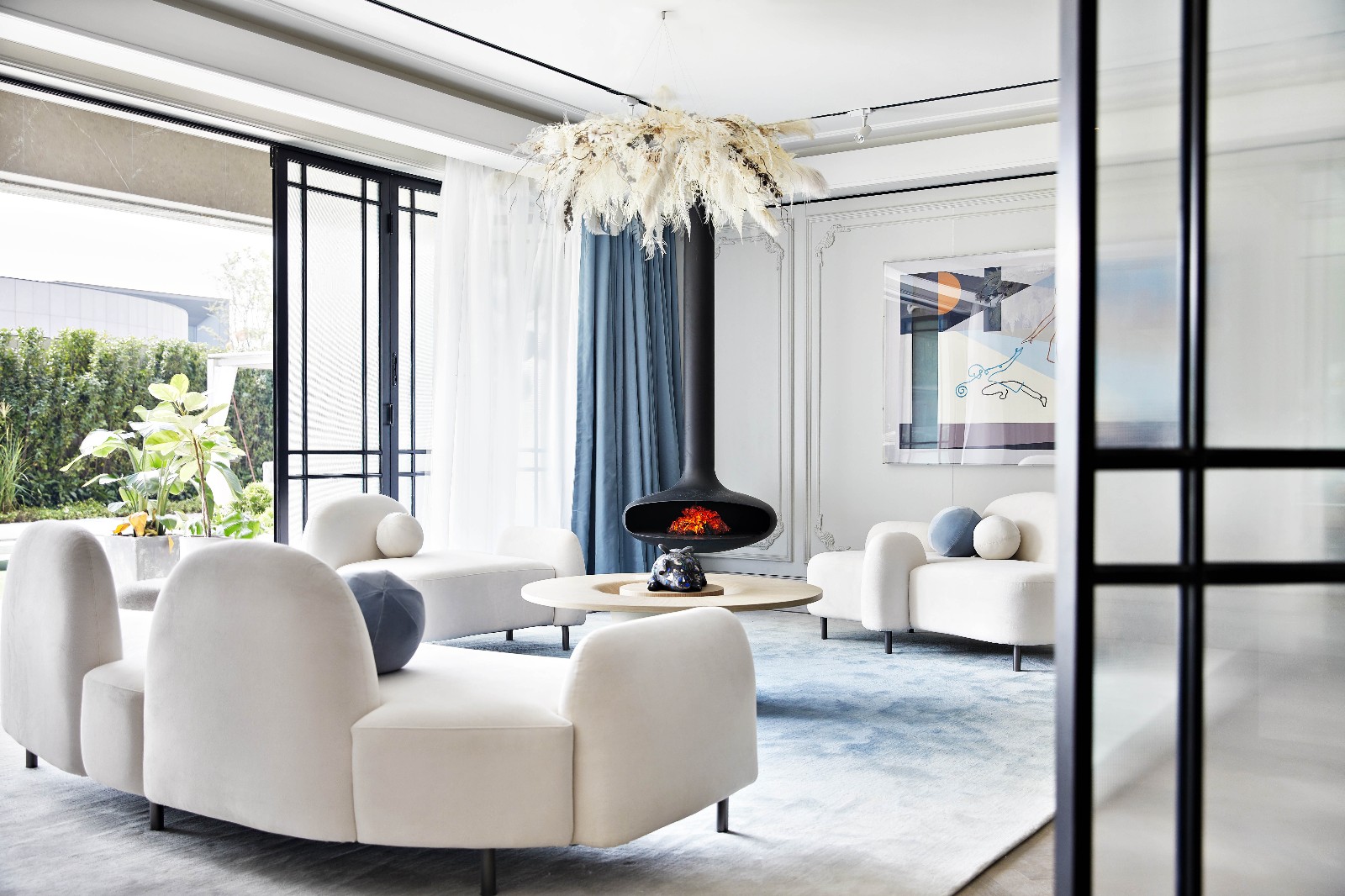 法式風格家裝設計室內裝修效果圖-客廳全景 法式風格家裝設計室內裝修效果圖-客廳全景