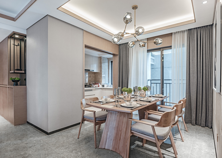 輕奢簡約風格室內家裝案例效果圖-餐廳 輕奢簡約風格室內家裝案例效果圖-餐廳