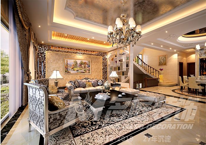 佛山市金地·中南·新城大境歐式風格三居室裝修案例