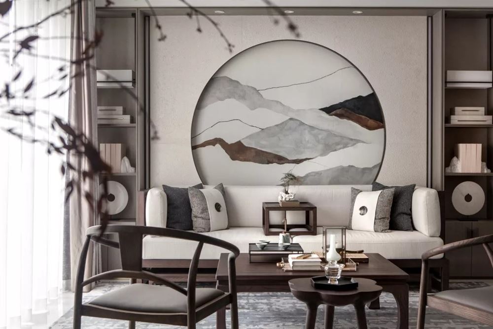 昭通市太陽湖社區新中式風格三居室裝修案例