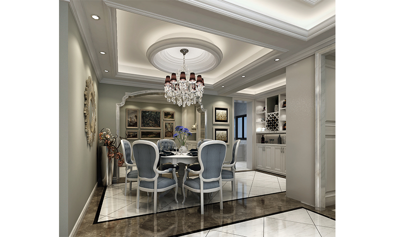 現代歐式風格室內裝修效果圖-綠地海長流三居126平米-餐廳 現代歐式風格室內裝修效果圖-綠地海長流三居126平米-餐廳