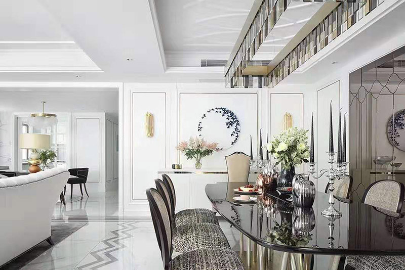 現代簡歐風格室內裝修效果圖-英溪桃源平層125平米-客餐廳 現代簡歐風格室內裝修效果圖-英溪桃源平層125平米-客餐廳