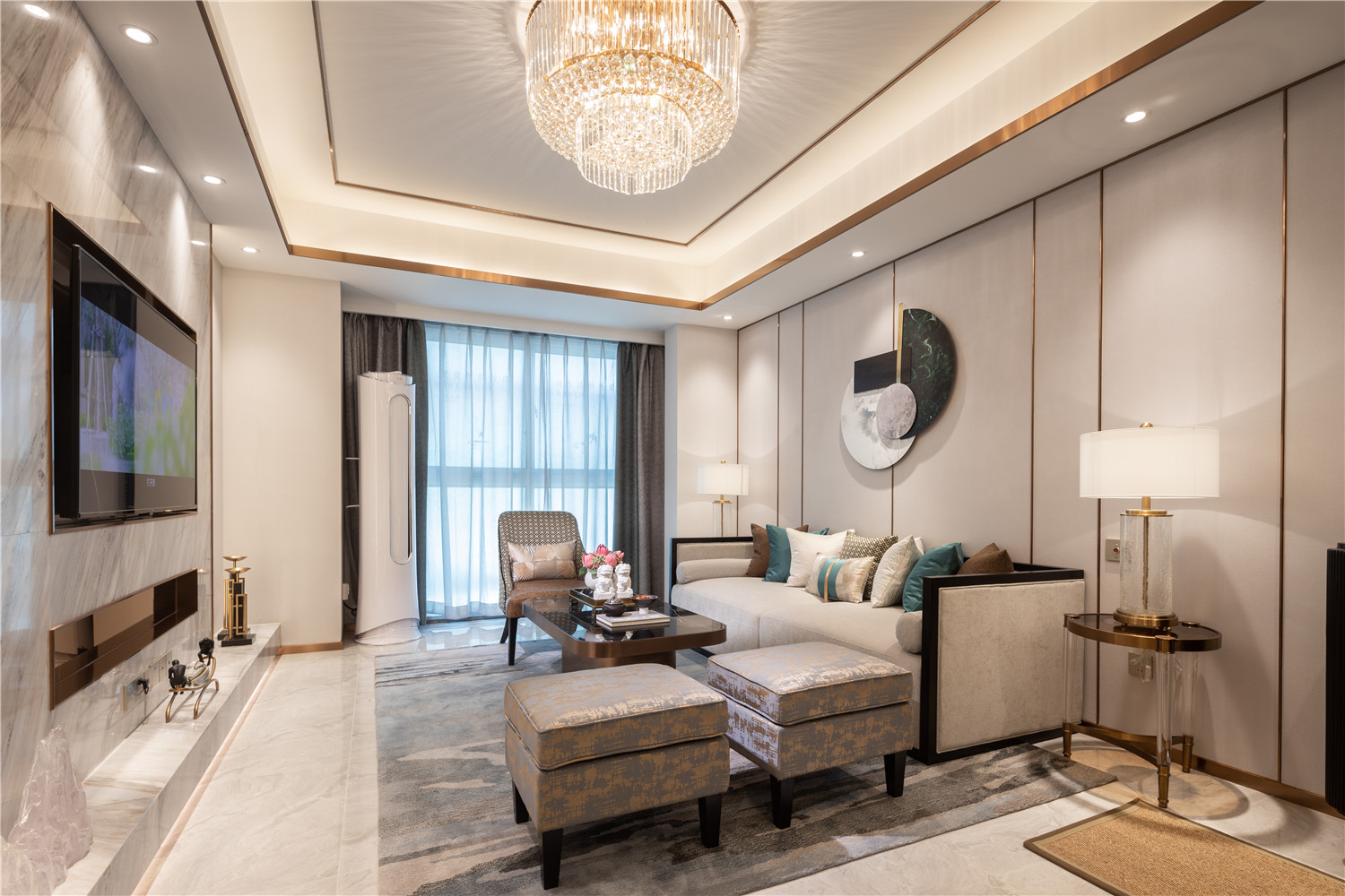 新中式風格室內家裝案例效果圖-客廳 新中式風格室內家裝案例效果圖-客廳