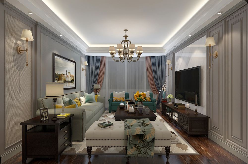 連云港市東城首府美式風(fēng)格三居室裝修案例