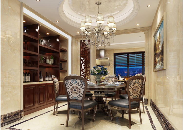 嘉興市寶石公館歐式風格五居室裝修案例