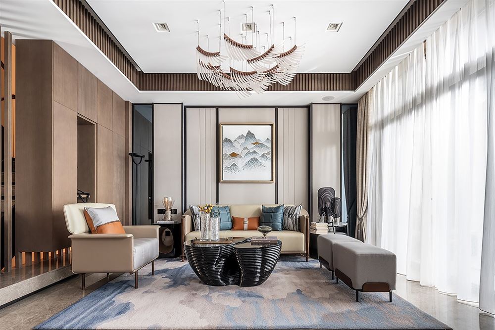 江門市江灣一品新中式風格別墅裝修案例