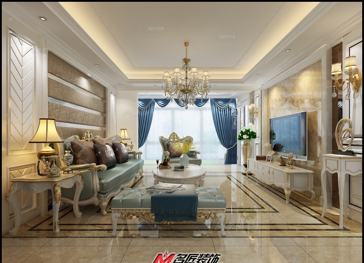 佛山市旭輝恒基鉑仕灣歐式風格四居室裝修案例