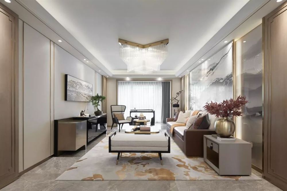 廣州市凱德山海連城新中式風格四居室裝修案例