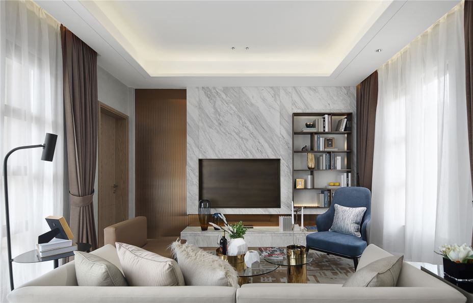 江門市駿凱豪庭輕奢風格三居室裝修案例