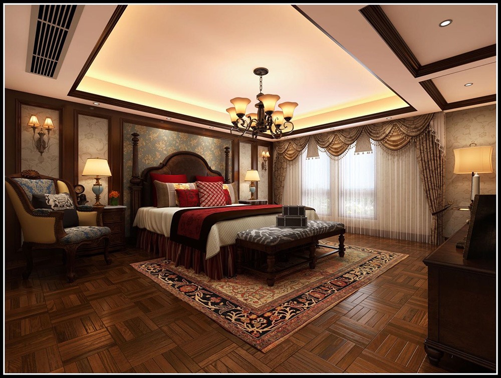 裝修公司美式古典風格別墅裝修效果圖-主臥 裝修公司美式古典風格別墅裝修效果圖-主臥