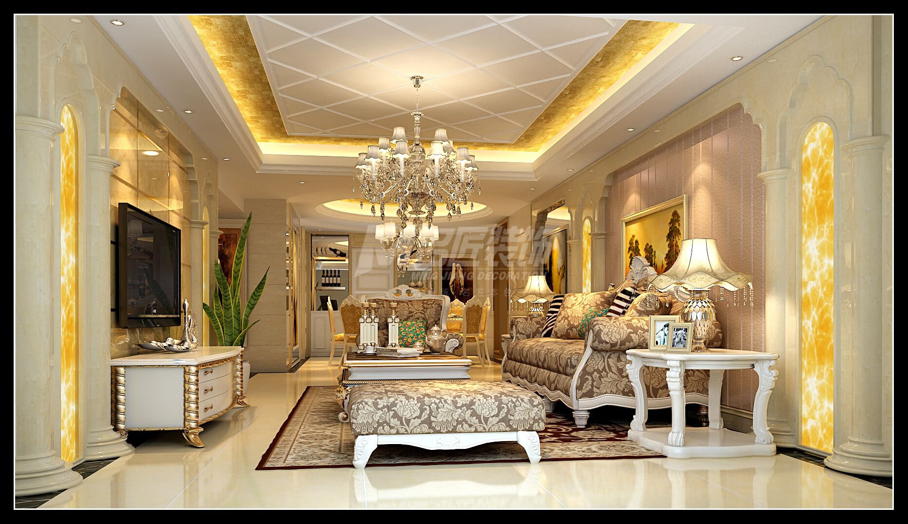 廣州市遠(yuǎn)東·御江豪庭歐式風(fēng)格四居室裝修案例