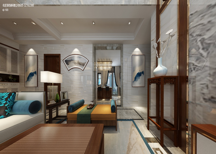 淮安市麗正花苑新中式風格復式裝修案例