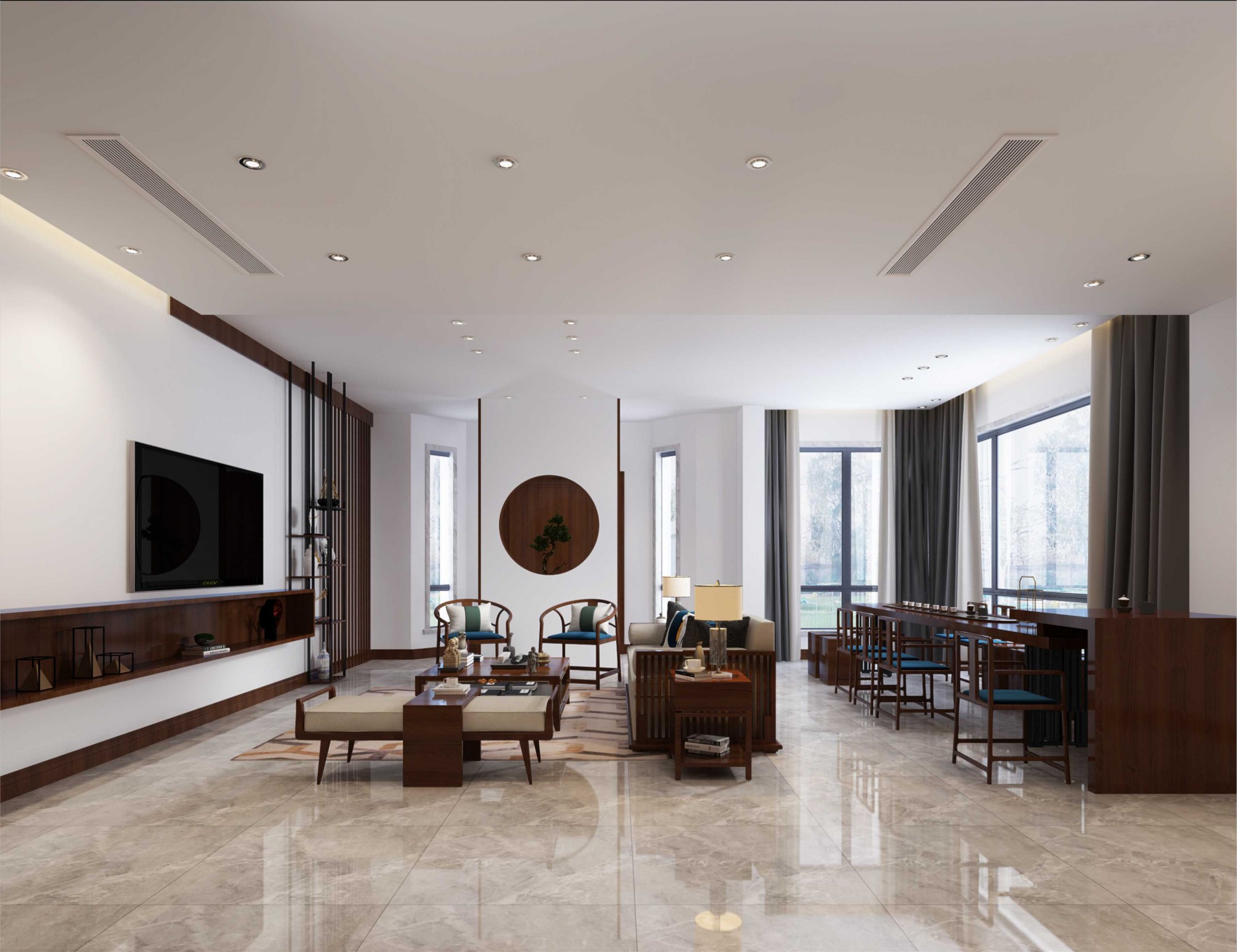 常州市怡康花園新中式風格別墅裝修案例