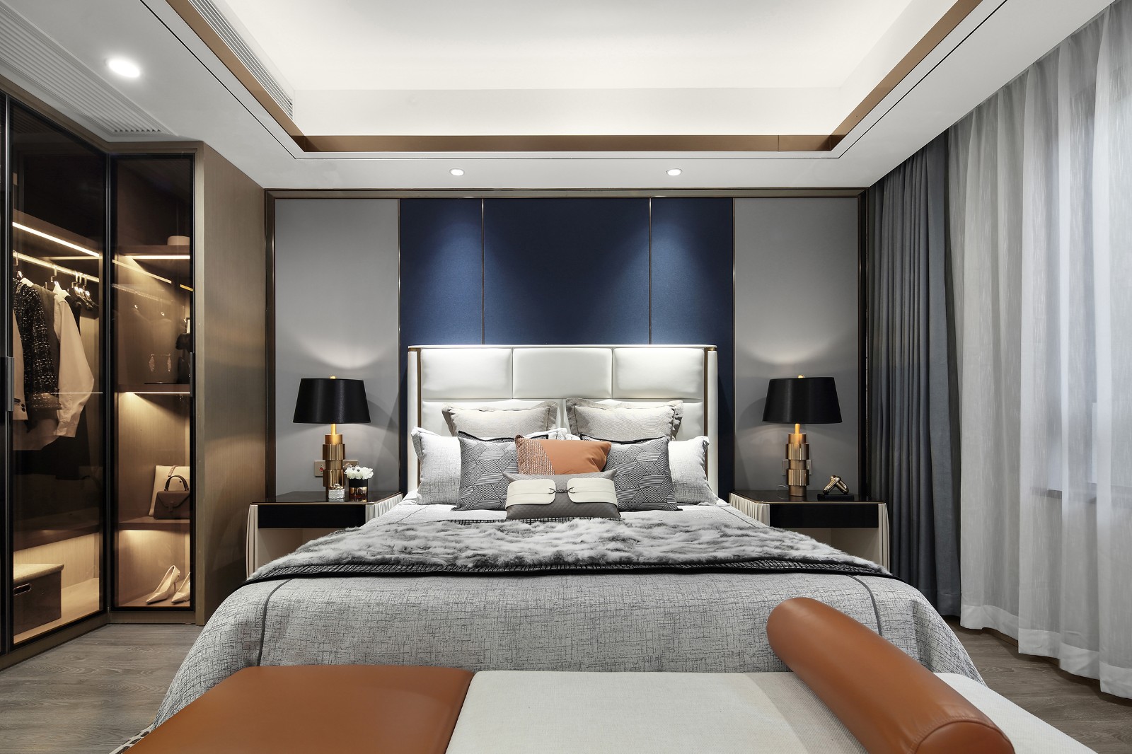 港式輕奢風格室內設計家裝案例-主臥 港式輕奢風格室內設計家裝案例-主臥