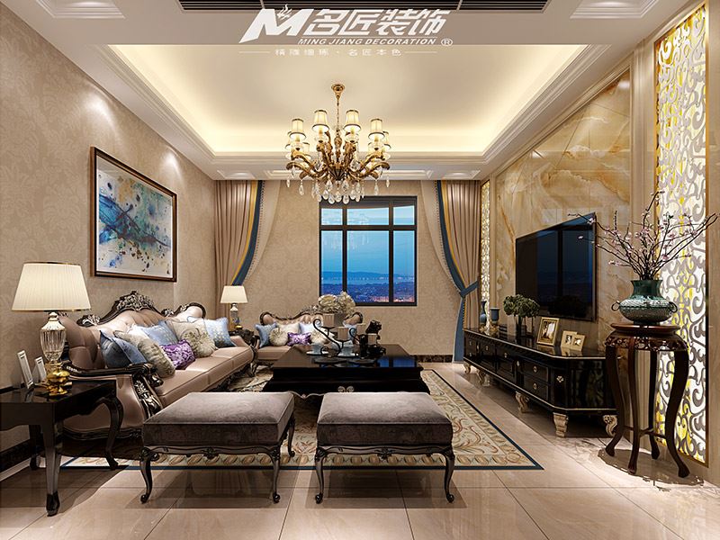 揭陽市保利·半島一號輕奢風格平層裝修案例