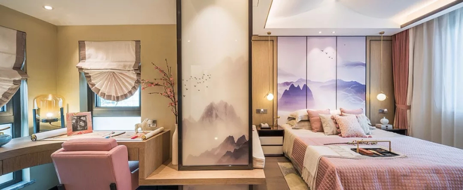 新中式風(fēng)格別墅家裝案例效果圖-次臥 新中式風(fēng)格別墅家裝案例效果圖-次臥