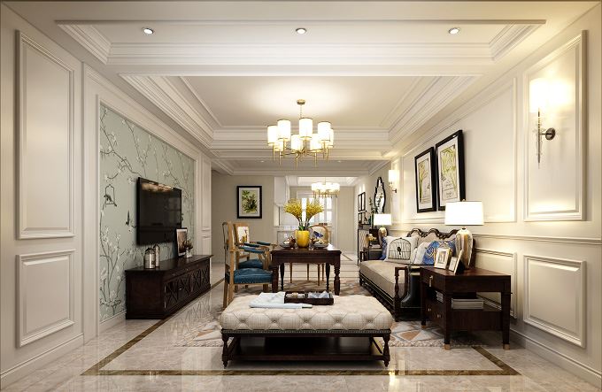 連云港市四季金輝觀嵐美式風格四居室裝修案例