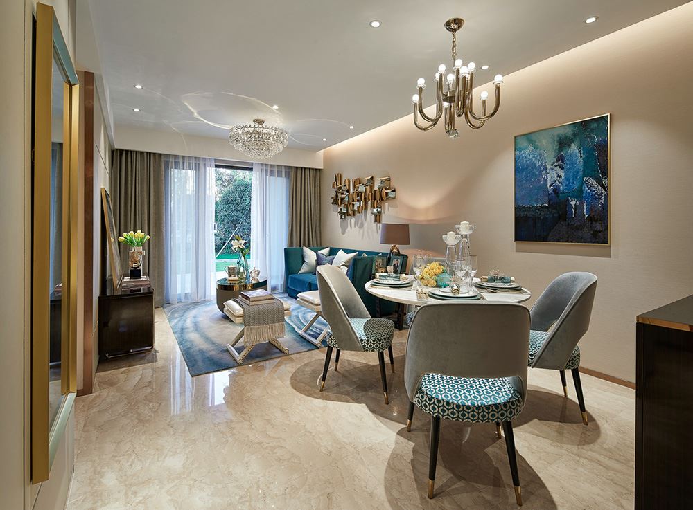 南寧市華潤萬象城幸福里輕奢風格三居室裝修案例