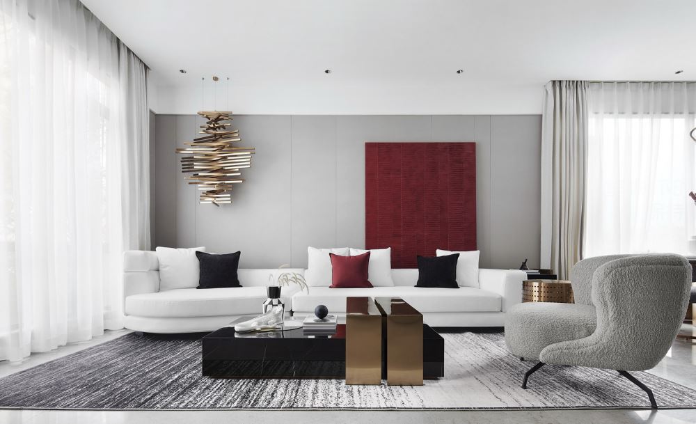 江門市嶺江一品輕奢風格三居室裝修案例